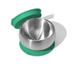 Avanchy Baby Feeding Stainless Steel Spill Proof Stay Put Suction Bowl + Air Tight Lid - Great Baby Gift Set (Green)