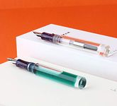 Majohn C1 Fountain Pen Medium Nib, Clear Transparent Acrylic Resin, Mini Pocket Pen, Eyedropper,Cartridges and Converter Filling