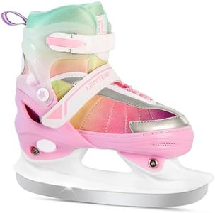 LEVYTEMP Adjustable Ice Skates for Kids Girls Boys - Gradient Pink Rainbow Youth Ice Skating Shoes - Sizes Small Ages 5-8 - Ice Skates for Outdoor and Rink