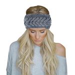 Momisy Knitted Winter Twist Woolen Warm Headband Cold Weather Hair Accessories Head Wrap Winter Designer Headbands for Women & Men- Grey