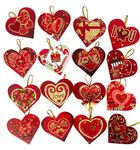 KHUSHA CREATIONS Love Red Heart Shape Tag Cards/Gift for Valentine/Gift for Boyfriend, Girlfriend, Husband, Wife (Pack of 16)