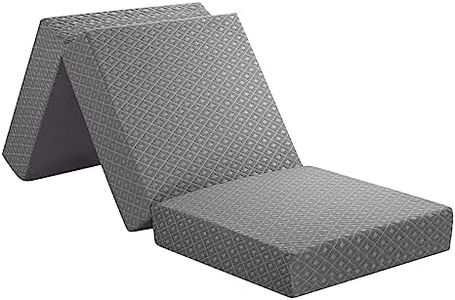 Luxdream Trifold Mattress Foam Sofa Bed Foldable Sleeping Single Floor Mat Portable Camping Bed 15cm Thick Removable Cover 190.5x63.5x15cm Grey