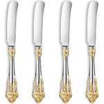 KEAWELL Gorgeous 6.9" Butter Spreader, 18/10 Stainless Steel, Set of 4, Gold Accent Butter Knife