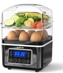 2 Tiers Electric Food Steamer for Cooking, 4 QT Digital Multi Vegetable Steamer with BPA-Free Stackable Baskets, Rapid Egg Cooker Egg Steamer with Auto Shut-Off, Ideal for Veggies, Seafood, Rice