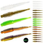 hoeslaw 25pcs Bass Fishing Lures, Shaky Head and Split Rigs Bionic Baits with TPE Material, Soft Finesse Worms for Drop Panfish Freshwater Species, for Fishing Enthusiasts (5 Colors)