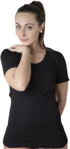 New Day intimo eccezionale Made in Italy- 3 Maglie Intime per Donna Manica Corta (con Pizzo macramé o Bordo Raso) in Caldo Cotone (Raso/Nero,L)