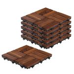 Sharpex Deck Tiles with Interlocking | 6 Piece Walnut Wood Floor Decking Water Resistant Tile for Balcony, Terrace, Garden | Quick Flooring Solution for Indoor/Outdoor (Dark Brown, 6 Piece)