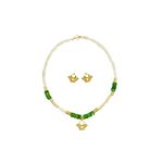 Handmade Set Jewelry for Women, Long Necklaces for Women, Gold Plated Earrings and Pendant, 24K, 12”, Grapes, Pre-Columbian, Exclusive & Elegant Designs. Meaningful Jewelry for well-being. Green