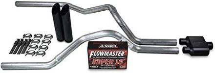 Truck Exhaust Kits - Shop Line dual exhaust system 2.5" Aluminized pipe Flowmaster Super 10 Muffler 2.5" With Slash Cut Black Tips for Silverado, Sierra, F-Series,& Ram