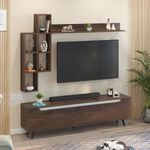 BLUEWUD Blesky Miltra TV Entertainment Unit Set Top Box Stand TV Cabinet with TV Unit & Wall Shelves for Books & Décor Display Unit Bookshelf Wall Shelf TV Combo, Ideal for 55” (Brown Maple - DIY)