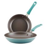 Rachael Ray Cook + Create Nonstick Frying Pans/Skillet Set, 9.5 Inch and 11.75 Inch, Agave Blue