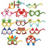 HOWAF Luau Party Glasses, Hawaiian Paper Glasses Tropical Fancy Dress Props Fun Summer Party Favors