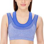 Brachy Women's Nylon & Cotton Padded, with Removable Pads Non-Wired Sports Bra Free Size High Intensity(30 to 38) Royal Blue