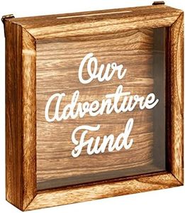 Our Adventure Fund, Vacation Shadow Box for Weddings, Honeymoon Savings Piggy Bank for Adults (7 x 7 Inches)