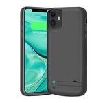 BAHOND [Upgraded] Battery Case for iPhone 11, 6000mAh Rechargeable Extended Battery Charging Charger Case, Add 120% Extra Juice, Support Wire Headphones Black