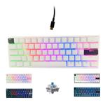 ONE-UP Portable 60% Mechanical Gaming Keyboard LED Backlit Compact 61 Keys Mini Wired Office Keyboard with Blue Switch PBT Keycaps for Windows Laptop PC Mac.（White