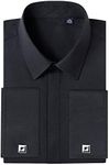 Alimens & Gentle Men's Dress Shirts French Cuff Long Sleeve Regular Fit (Include Metal Cufflinks and Metal Collar Stays), Black