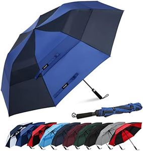 G4Free 62inch Portable Golf Umbrella Automatic Open Large Oversize Vented Double Canopy Windproof Waterproof Sport Umbrellas(Blue/Navy)