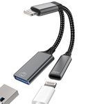 USB to Lightning Adapter Iphone OTG Splitter Charger Cable Dongle for 13 12 11 Pro 7 8 Plus Ipad Apple Certified Mouse Keyboard Camera Memory Stick Flash Drive Cord Card Reader Midi Charging Converter