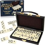 Gamie Double Six Dominoes Set in Faux Leather Case, 28 Dominos Tiles for Kids, Fun Educational Toy Classroom Kit, Classic Set of Dominoes for Game Night or Travel in Gift Box