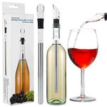 3 in 1 Wine Cooler, Wine Bottle Chiller Stick with Pourer & Aerator, Stainless Steel Wine Cooler Stick Set Wine Chill Rod Easy to Use for Home Cooking Accessories, Bar, Party, BBQ, Wedding