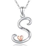 CELESTIA Birthday Gifts for Girls Age 11 Sterling Silver Initial Necklace for Women Letter Pendant S Monogram Necklaces Alphabet Initial Heart Jewelry