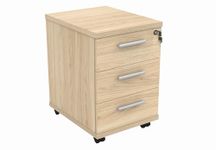 Office Hippo Essentials Heavy Duty Storage Unit, Mobile Storage Cabinet, Featuring 3 Lockable Drawers, Suitable For Commercial Office, Home And Classroom, Canadian Oak, 50D x 40.4W x 59.5Hcm