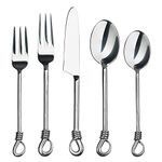 Gourmet Settings 20-Piece Silverware Twist Collection Polished Stainless Steel Flatware Sets, Silver