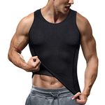 TAILONG Compression Shirts for Men Shapewear Slimming Body Shaper Waist Trainer Vest Workout Tank Tops Abdomen Undershirts, Black, X-Large-XX-Large