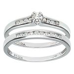 Naava Women's 9 ct White Gold Channel Set 0.25ct Princess Cut Diamond Bridal Set Ring