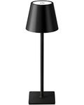 PINK PARI (LABEL) LED Table Lamp with Output USB Charging |Touch Sensor Rechargeable Desk | Portable Cordless Night Light Indoor Outdoor Use for Home Restaurant Cafe Hotel (Black)