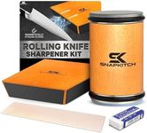 SNAPKITCH Rolling Knife Sharpener Kit – Diamond Infused Knife Sharpener Roller for All Steel Hardness Levels – Ceramic Discs and Leather with 15, 18, 20, 22 degrees Magnetic Angle Setting