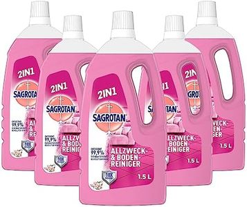 Sagrotan Allzweck-Reiniger Blütenfrische – 2in1 Desinfektionsmittel für die zuverlässige Reinigung von Oberflächen – 5 x 1,5 l Putzmittel