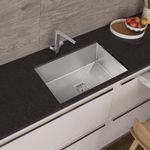 CROCODILE Genuine 304 Grade Stainless Steel Kitchen Sink/Heavy-Duty Sink for Kitchen with 25 Years Warranty, Single bowl Sink Square Coupling, Hose Pipes (Matt-24 x 18 x 10 Inches)