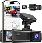 REDTIGER 4K Dash Cam Front and Rear, STARVIS 2 Sensor, 64GB Card Included, 4K/2.5K+1080P Dual Dash Camera for Cars Built-in WiFi GPS, 3.18 Inch IPS Screen, 170° Wide Angle, Parking Monitor (F7N Pro)