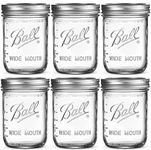 ZEPOLI- 500 Ml Glass Regular Mouth Mason Jars With Silver Metal Airtight Lids For Meal Prep, Food Storage, Canning, Drinking (6 Pack), Blue-Violet