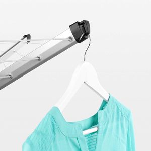 Brabantia WallFix Retractable Washing Line 24m – Wall-Mounted Silver Clothes Air Dryer with Protective Cover