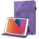 GLANDOTU Amazon Kindle Fire HD 8 Tablet Case (8th Gen 2018/7th Gen 2017/6th Gen 2016) PU Leather Case lightweight Folio Flip Tablet Embossed Leather Cover Case with fold Stand Protective Shell -Purple