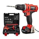 Cordless Drill Driver 21V TEENO,Battery Powered Screwdriver with 1 x 1.5Ah Lithium Battery and 20 Accessories,2 Speeds,18+1Torque