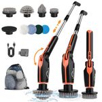 Electric Spin Scrubber, Electric Scrubber for Cleaning, Adjustable Extension Long Handle & 8 Replaceable Rotating Heads, Remote Control Shower Cleaner Brush for Bathroom, Floor, Kitchen, Car