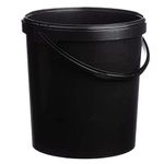 Strong Black Hard Wearing 25L Plastic Buckets With Tamper Evident Lid & Handle (1)