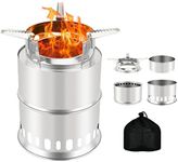 KOMCLUB Camping Stove Wood Burning Stove Wood Camp Stove Stainless Steel Portable Stove for Picnic BBQ Camp Hiking