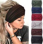 Yeshan Wide Headbands for Women Large African Bandana headbands Non Slip Boho Headbands Yoga Running Sports Workout Gym Turbans Thick Headbands,pack of 6