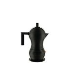 Alessi Pulcina MDL02 / 3 BB - Design Espresso Coffee Maker, in Cast Aluminum with Handle and Knob in PA, 3 Cups, Black