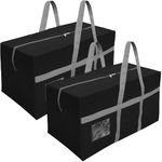 Storite 2 Pack Extra Large 128 L Nylon Moisture Proof Multipurpose Heavy Duty Toys Storage Bag/Stationery/Blankets/Clothes With Strong Reinforced Handles Rectangular (Black,80x40x40 cm)