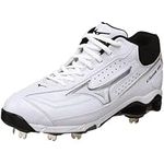 Mizuno Men's 9-Spike Classic G6 Mid Switch Baseball Cleat,White/Black,8 M US