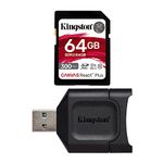 Kingston 64GB SDXC Canvas React Plus 300MB/s Read UHS-II, C10, U3, V90 Memory Card (MLPR2/64GB)