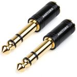 ANDTOBO 1/4''(6.35mm) Male to 1/8'' (3.5mm) Female Stereo Audio Jack Pure Copper Adapter for Headphone, Amp, 2 Pack-Black