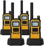 Retevis RB48P Walkie Talkies for Adults, 5W GMRS Waterproof 2 Way Radio Long Range, Heavy Duty Rechargable Two Way Radios, Group Call, Dual PTT, Vibration Alert, NOAA(4 Pack)