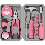 Hi-Spec 24pc Pink Tool Kit for Women - Small DIY Household Mini Tool Set of Starter Basic Ladies DIY Tools for Home & Office - Tool Box with Hand Tools Included